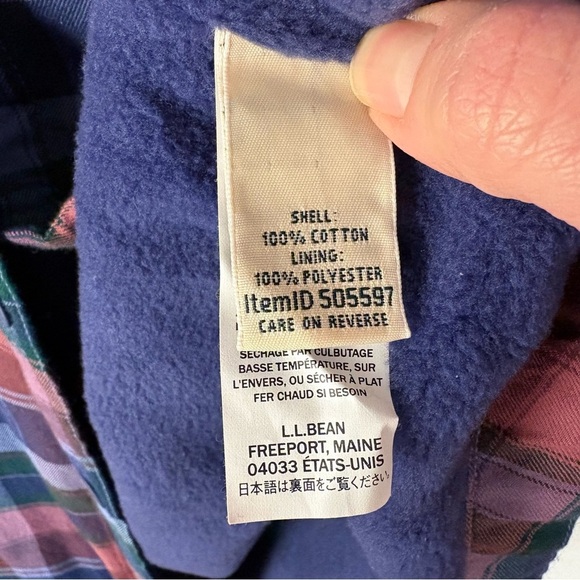 L.L. Bean Fleece Lined Plaid Button Down Shirt Jacket - Picture 8 of 8